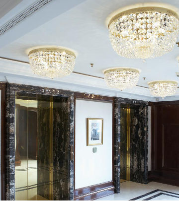 Circulation areas of Ritz-Carlton Hotel lit by Philips Lighting