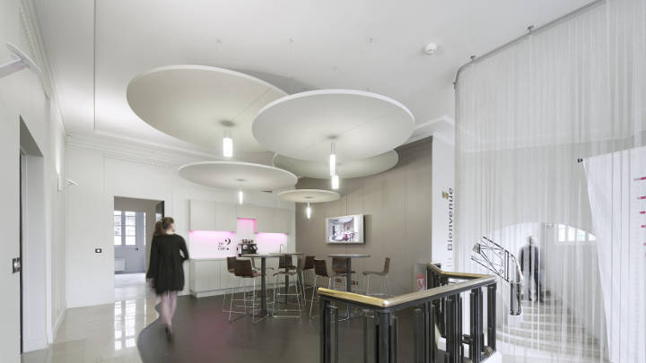 Modern lighting luminaires at the Haworth Showroom