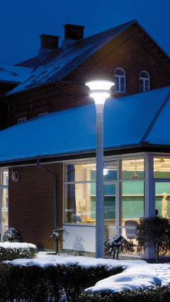 The outdoor of the Fano Health center enlightend by Philips