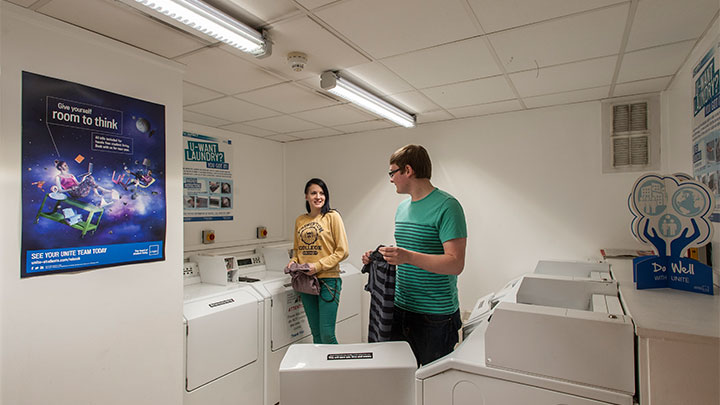 Unite laundry occupied by people doing their washings