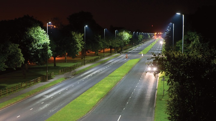 Smart LED lighting illuminates roads and streets
