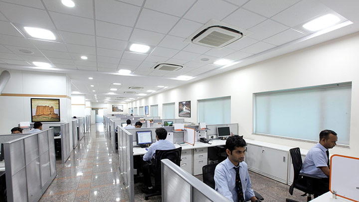 LED 2X2 luminaires installed across office areas within the campus helping provide comfortable environment to employees