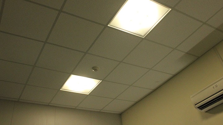 LED 2X2 luminaires installed in office areas