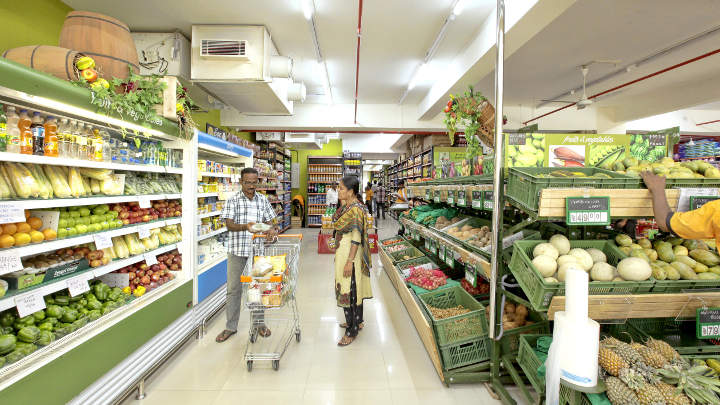 Brightly lit areas within the supermarket post lighting change 