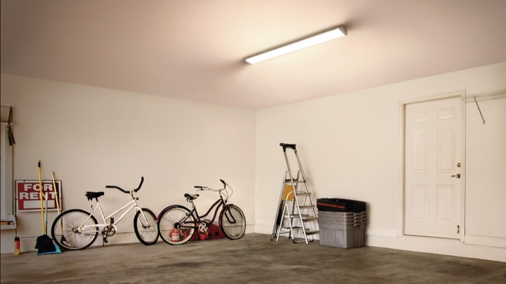 Ceiling light in a basement